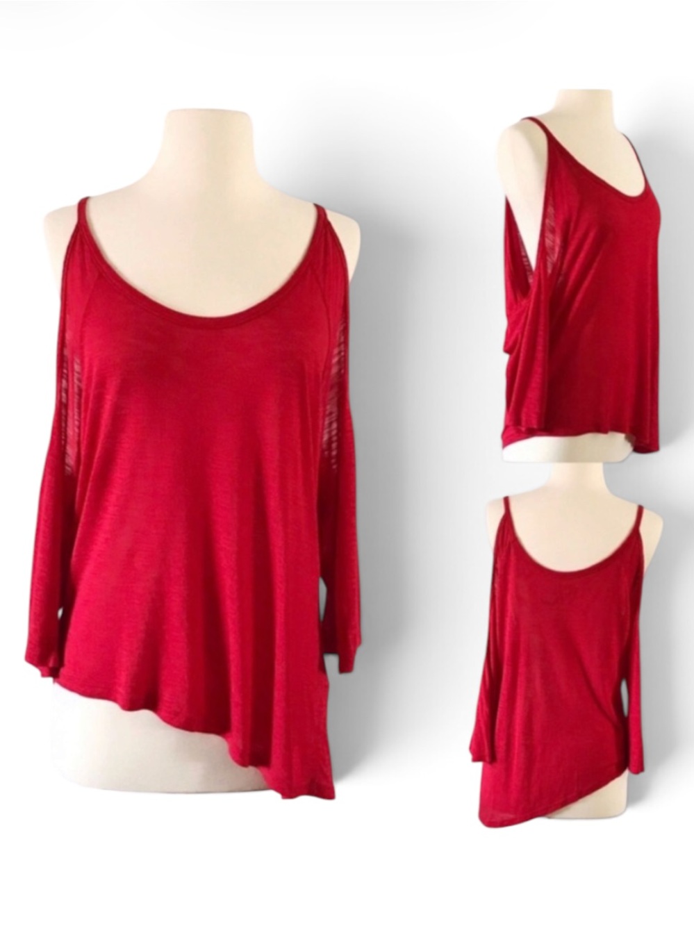 Blue Life Cold Shoulder Long Sleeve Tee Top